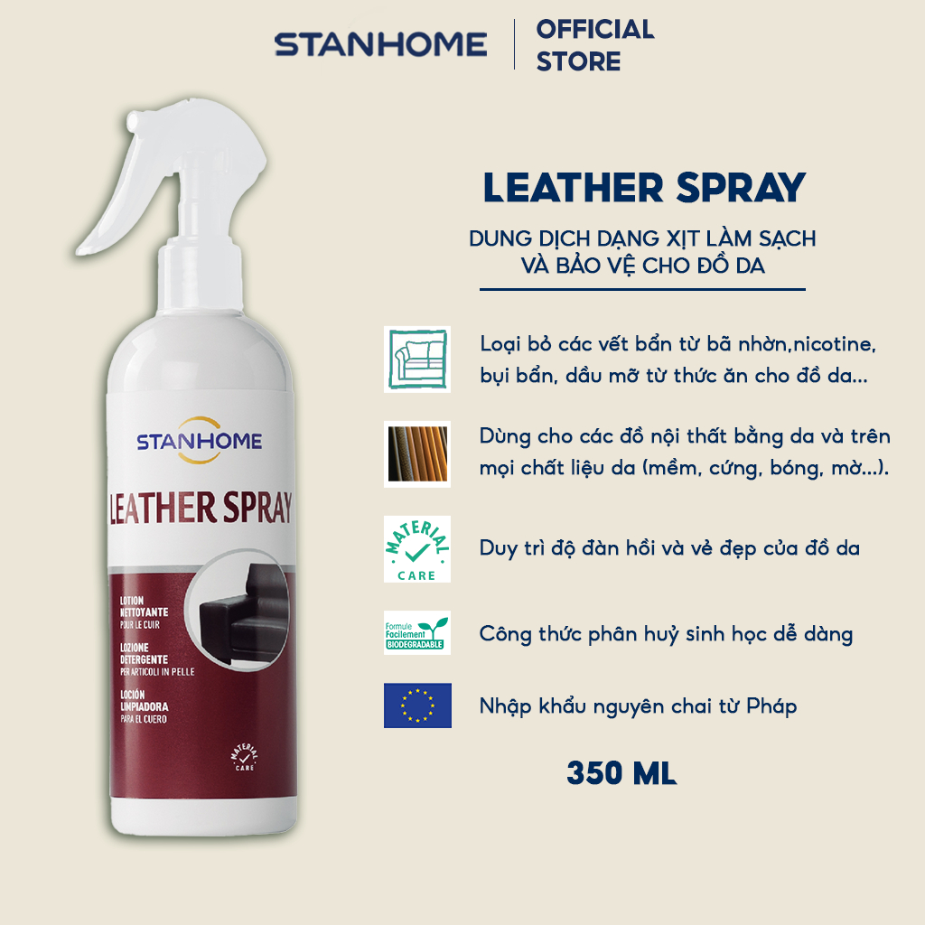 Dung dịch vệ sinh đồ da leather spray và kem dưỡng Leather cream